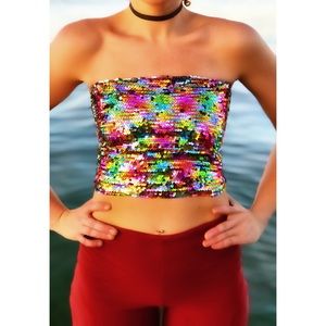Sequin Metallic colorful tube top / crop top